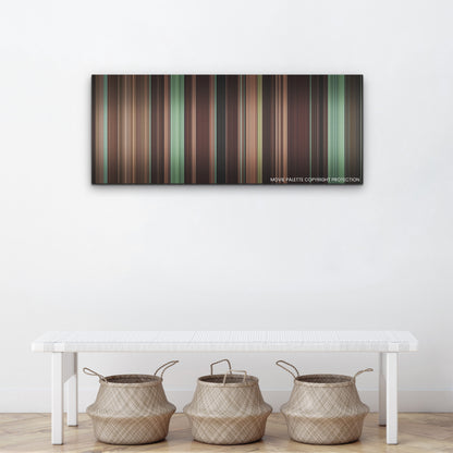 Boiling Point color palette canvas above a white bench with three woven baskets
