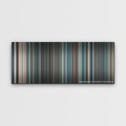 No Time to Die color palette canvas print: thousands of thin vertical stripes of color