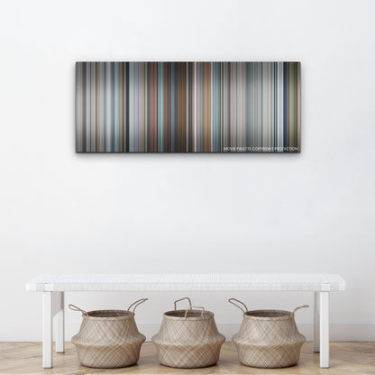 Free Guy color palette canvas above a white bench with three woven baskets