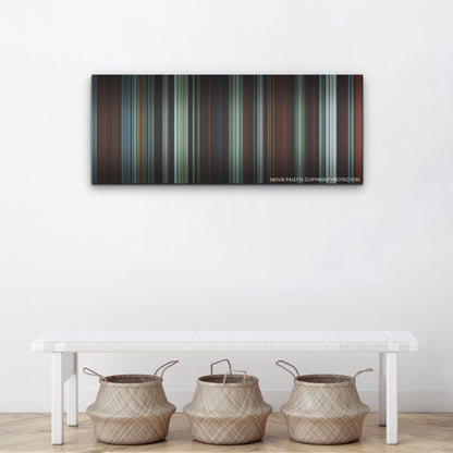 The Northman color palette canvas above a white bench with three woven baskets
