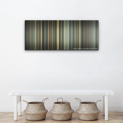 The Fabelmans color palette canvas above a white bench with three woven baskets