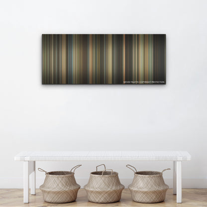 Ferrari color palette canvas above a white bench with three woven baskets