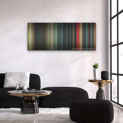 No One Will Save You color palette canvas above a black sofa with a gold-topped table