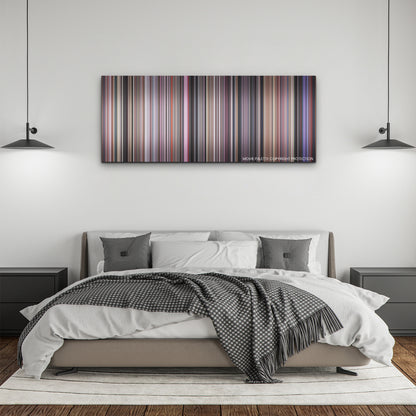 The Substance color palette canvas above a bed, between two black pendant lamps