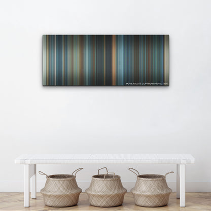 Troll color palette canvas above a white bench with three woven baskets