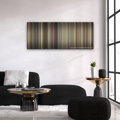 Rebel Moon - Part Two: The Scargiver color palette canvas above a black sofa with a gold-topped table