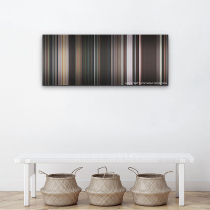 Pearl color palette canvas above a white bench with three woven baskets