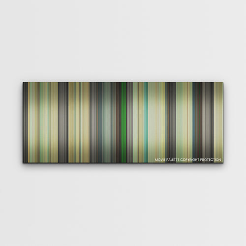 Asteroid City color palette canvas print: thousands of thin vertical stripes of color