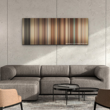 It Ends with Us color palette canvas on a concrete wall above a gray sectional sofa