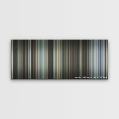 Godzilla Minus One color palette canvas print: thousands of thin vertical stripes of color