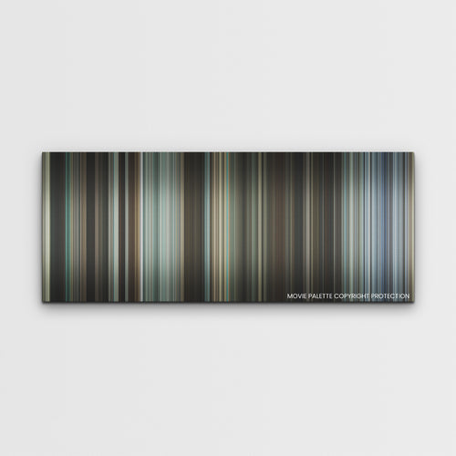 Godzilla Minus One color palette canvas print: thousands of thin vertical stripes of color