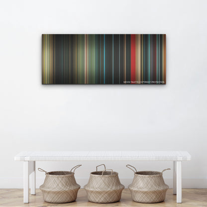 No One Will Save You color palette canvas above a white bench with three woven baskets