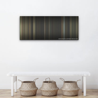 The Black Phone color palette canvas above a white bench with three woven baskets