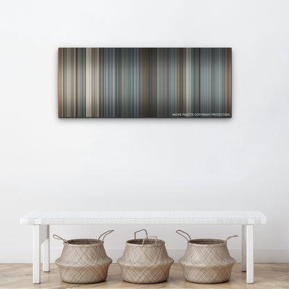 Tetris color palette canvas above a white bench with three woven baskets