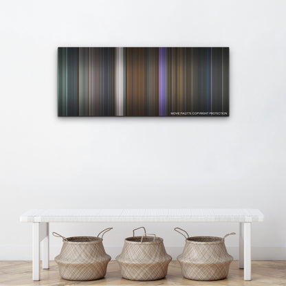 Hocus Pocus 2 color palette canvas above a white bench with three woven baskets