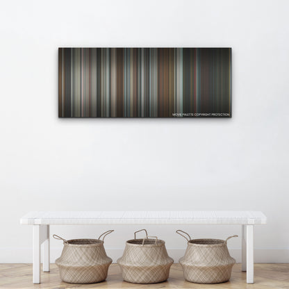 Thanksgiving color palette canvas above a white bench with three woven baskets
