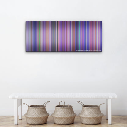 Inside Out 2 color palette canvas above a white bench with three woven baskets