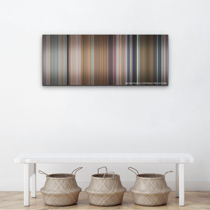 You People color palette canvas above a white bench with three woven baskets