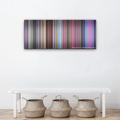 Puss in Boots: The Last Wish color palette canvas above a white bench with three woven baskets