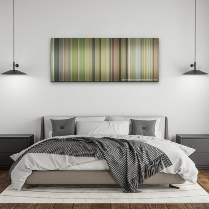 Next Goal Wins color palette canvas above a bed, between two black pendant lamps