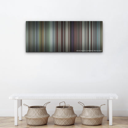 Armor color palette canvas above a white bench with three woven baskets