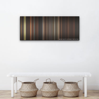 Fresh color palette canvas above a white bench with three woven baskets