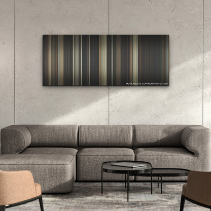 Five Nights at Freddy's color palette canvas on a concrete wall above a gray sectional sofa