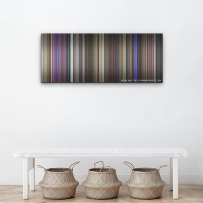 Marry Me color palette canvas above a white bench with three woven baskets