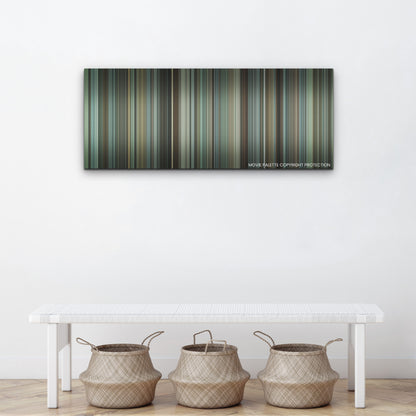 A Man Called Otto color palette canvas above a white bench with three woven baskets