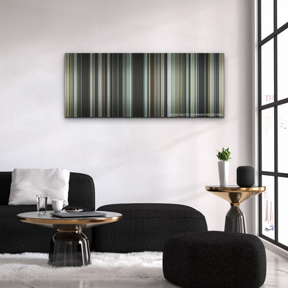 The Banshees of Inisherin color palette canvas above a black sofa with a gold-topped table
