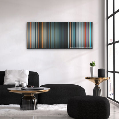 The Flash color palette canvas above a black sofa with a gold-topped table