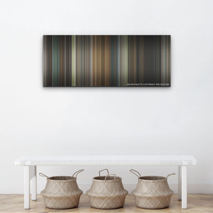 Enola Holmes 2 color palette canvas above a white bench with three woven baskets