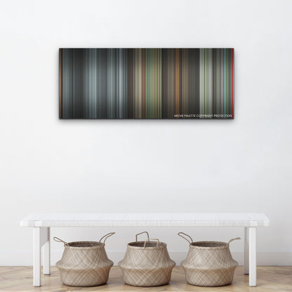 Maestro color palette canvas above a white bench with three woven baskets