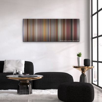 CODA color palette canvas above a black sofa with a gold-topped table