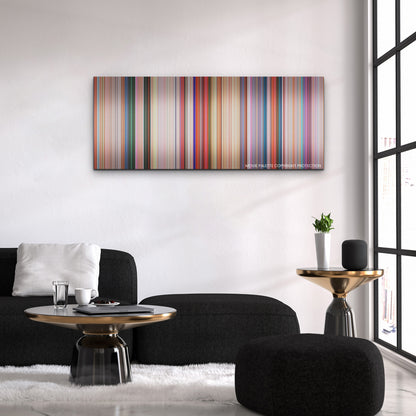The Super Mario Bros. Movie color palette canvas above a black sofa with a gold-topped table
