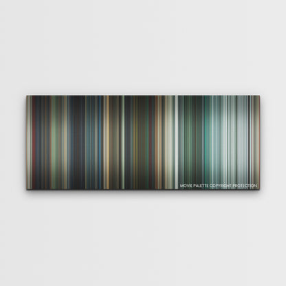 The Suicide Squad color palette canvas print: thousands of thin vertical stripes of color