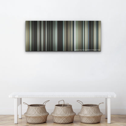 The Banshees of Inisherin color palette canvas above a white bench with three woven baskets