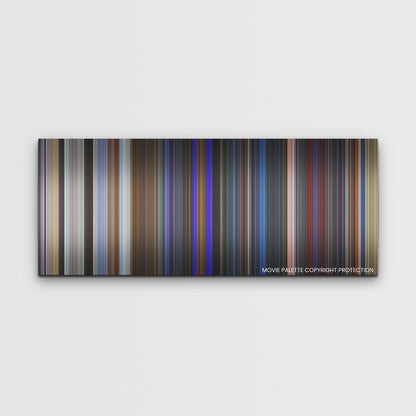Blue Beetle color palette canvas print: thousands of thin vertical stripes of color