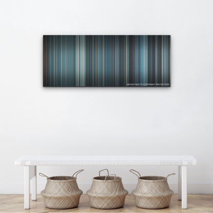 Oxygen color palette canvas above a white bench with three woven baskets