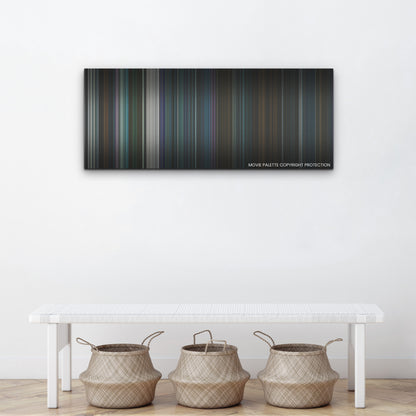 Kate color palette canvas above a white bench with three woven baskets