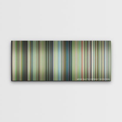 The Boy and the Heron color palette canvas print: thousands of thin vertical stripes of color