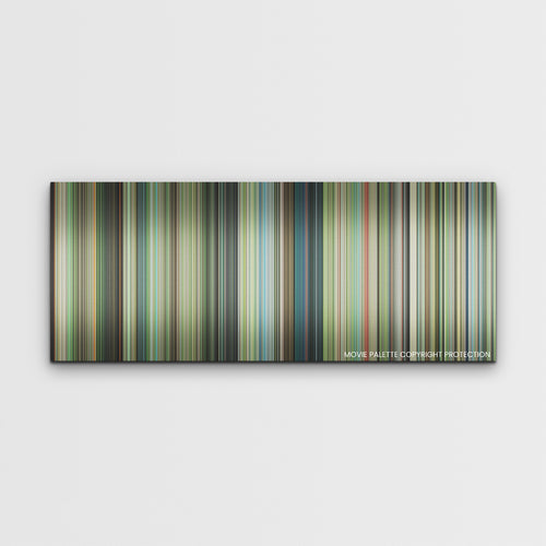 The Boy and the Heron color palette canvas print: thousands of thin vertical stripes of color