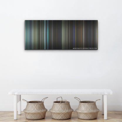 Insidious: The Red Door color palette canvas above a white bench with three woven baskets