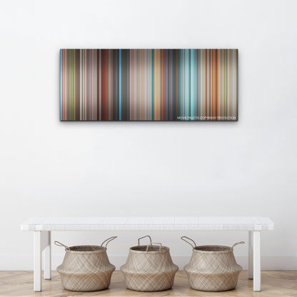 DC League of Super-Pets color palette canvas above a white bench with three woven baskets