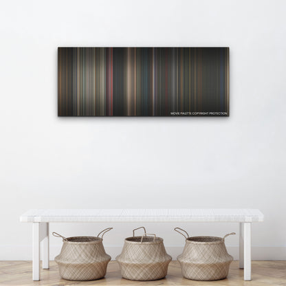 Halloween Ends color palette canvas above a white bench with three woven baskets
