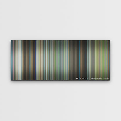 Leave the World Behind color palette canvas print: thousands of thin vertical stripes of color