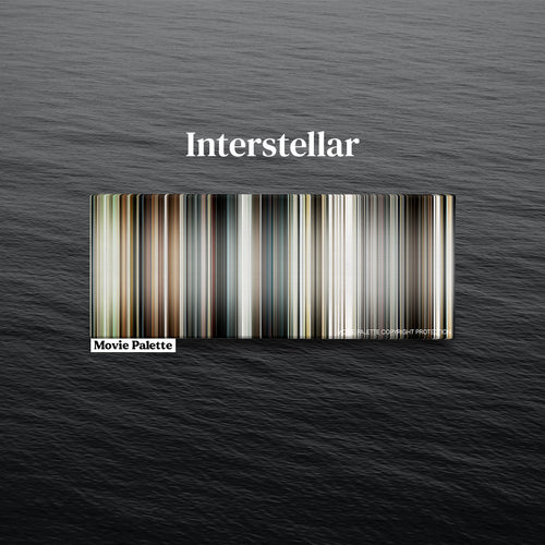 Interstellar movie barcode canvas print, the whole film as stripes of color