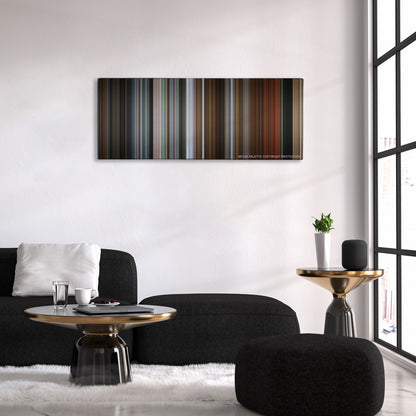 The Drop color palette canvas above a black sofa with a gold-topped table