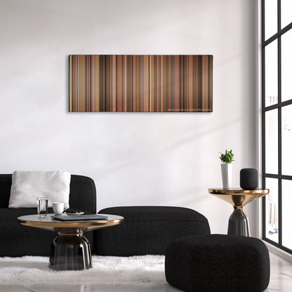 Bridge to Terabithia color palette canvas above a black sofa with a gold-topped table