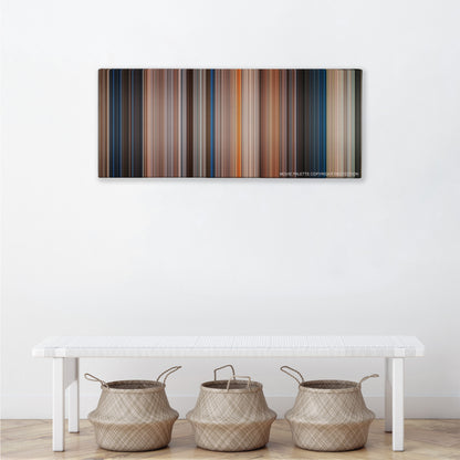 Lethal Weapon 4 color palette canvas above a white bench with three woven baskets